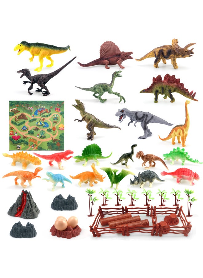 Jurassic Tyrannosaurus Stegosaurus Brachiosaurus Triceratops Dinosaur Simulation Toy Model Ornaments Teaching Aids Cognition-Color:English Packaging Of 52-piece Flying Machine Box With Scene