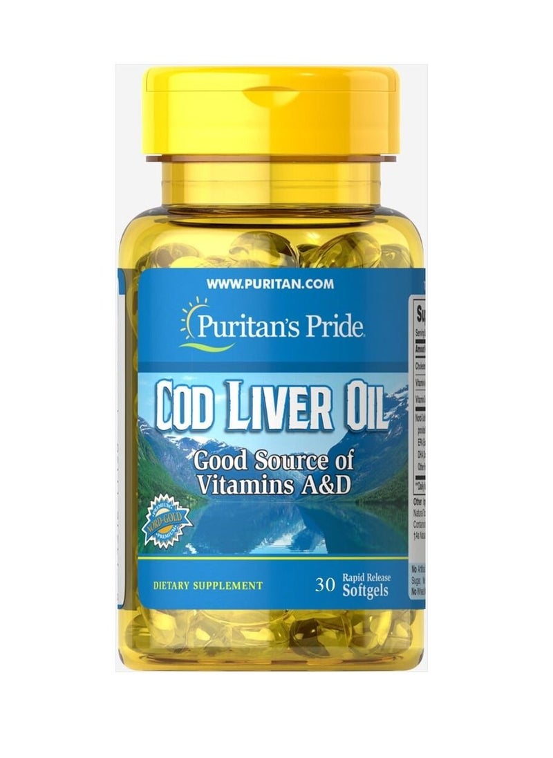Puritan's Pride Cod Liver Oil 415 mg 30 softgels  - Image 1