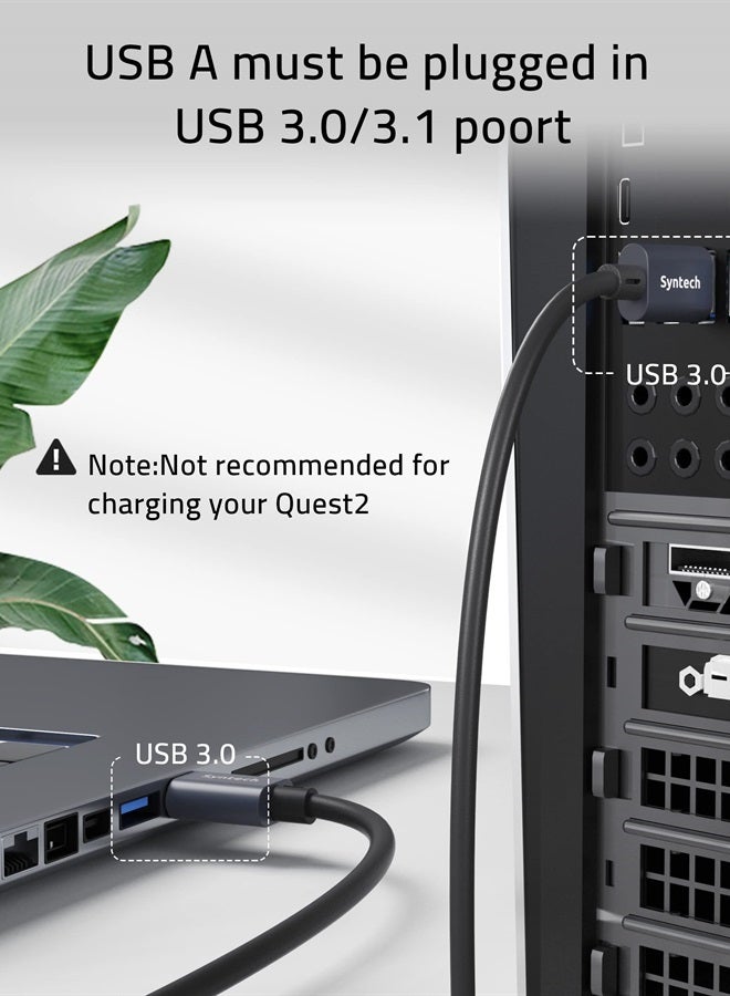Syntech كابل لينك 16 قدم متوافق مع ملحقات Quest2/Pro/Pico4 و PC/Steam VR، نقل بيانات عالي السرعة، كابل USB 3.0 إلى USB C لسماعة VR و PC للألعاب، أسود - Image 5