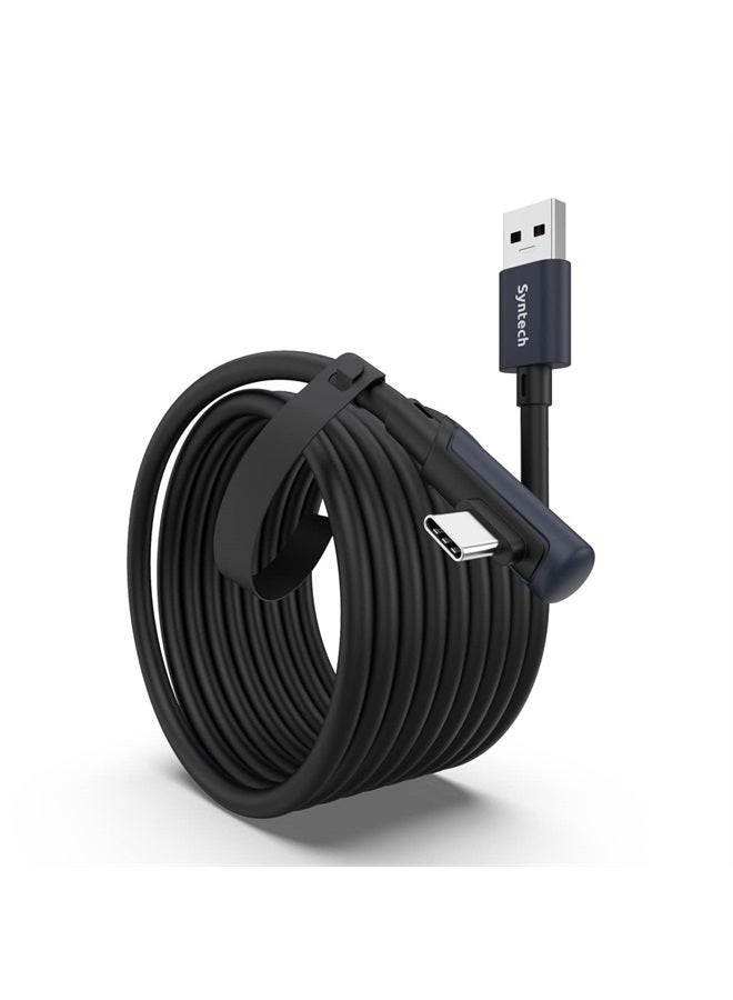 Syntech كابل لينك 16 قدم متوافق مع ملحقات Quest2/Pro/Pico4 و PC/Steam VR، نقل بيانات عالي السرعة، كابل USB 3.0 إلى USB C لسماعة VR و PC للألعاب، أسود - Image 1