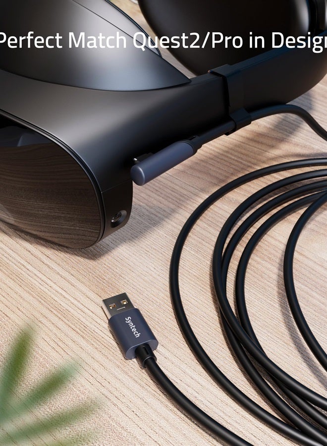 Syntech كابل لينك 16 قدم متوافق مع ملحقات Quest2/Pro/Pico4 و PC/Steam VR، نقل بيانات عالي السرعة، كابل USB 3.0 إلى USB C لسماعة VR و PC للألعاب، أسود - Image 2