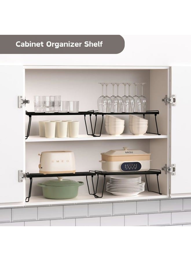 IBERG Cabinet Shelf - Set of 2 Mesh Shelf Organizers - Tool-Free Stackable Storage Rack for Kitchen, Pantry, and Bathroom (Black) - Image 5