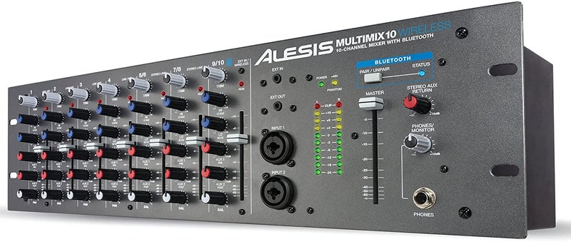 Alesis MultiMix 10 Wireless - 10-Channel Rackmount Audio Mixer With Bluetooth, 4 Jack / XLR High-Headroom Inputs, 2 Band EQ per Channel & Aux Sends - Image 4