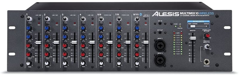 Alesis MultiMix 10 Wireless - 10-Channel Rackmount Audio Mixer With Bluetooth, 4 Jack / XLR High-Headroom Inputs, 2 Band EQ per Channel & Aux Sends - Image 2