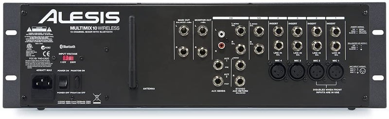 Alesis MultiMix 10 Wireless - 10-Channel Rackmount Audio Mixer With Bluetooth, 4 Jack / XLR High-Headroom Inputs, 2 Band EQ per Channel & Aux Sends - Image 3