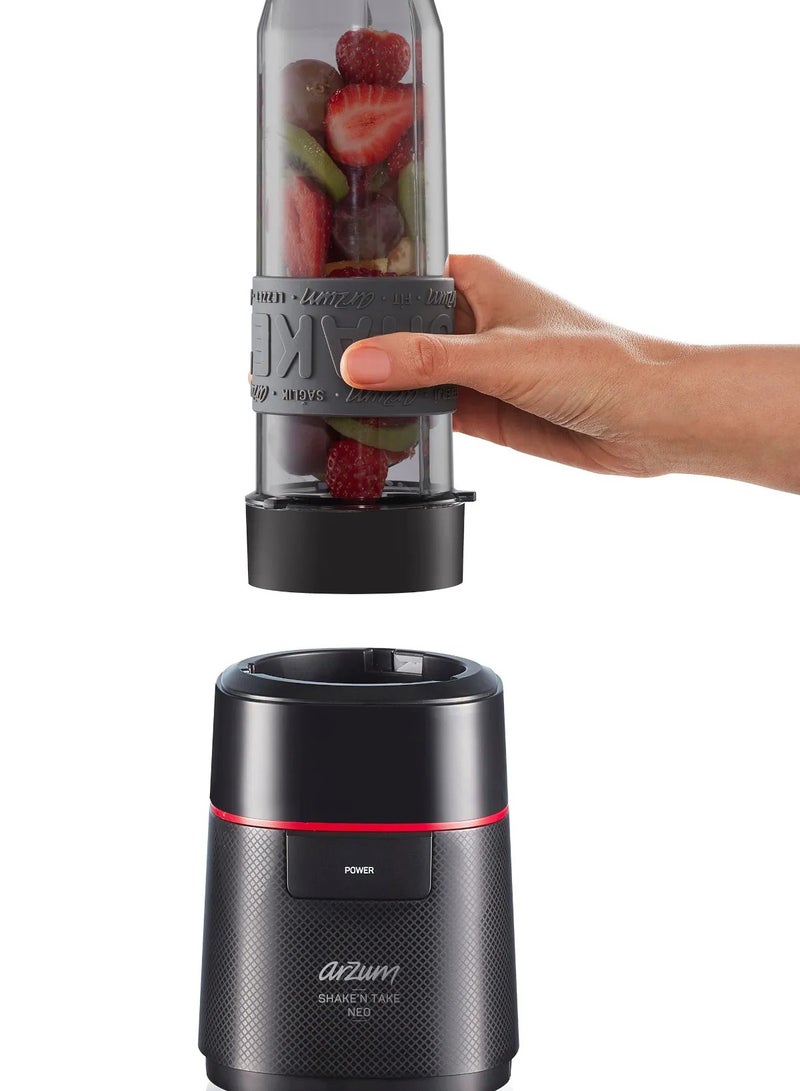 أرزوم Shaken Take Compact Persnal Blender And Smoothie Maker High Build Quality 570ml and 400 ml tritan bottles. 500 W AR1032-b Black 570 ml 500 W AR1147 Black - Image 2