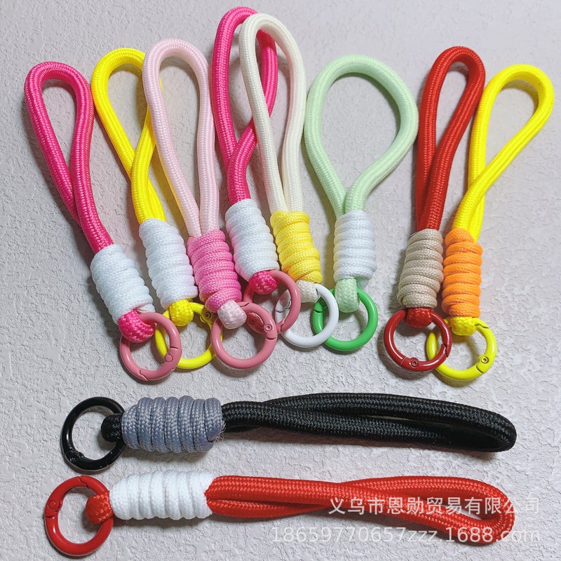 Mobile Phone Lanyard Short Color Matching Knotted Braided Lanyard Plush Keychain Braided Lanyard Anti-Lost Sling 15Cm - Image 2