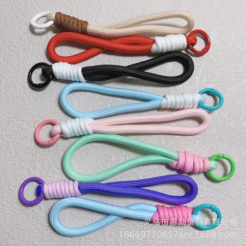 Mobile Phone Lanyard Short Color Matching Knotted Braided Lanyard Plush Keychain Braided Lanyard Anti-Lost Sling 15Cm - Image 3