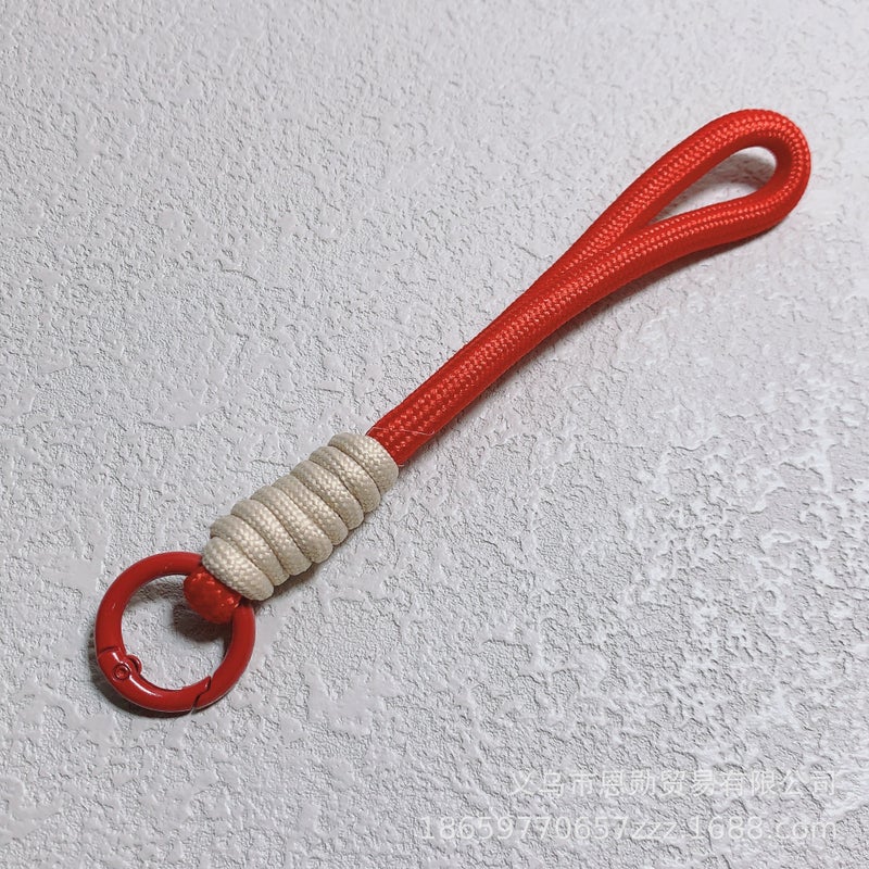 Mobile Phone Lanyard Short Color Matching Knotted Braided Lanyard Plush Keychain Braided Lanyard Anti-Lost Sling 15Cm - Image 1