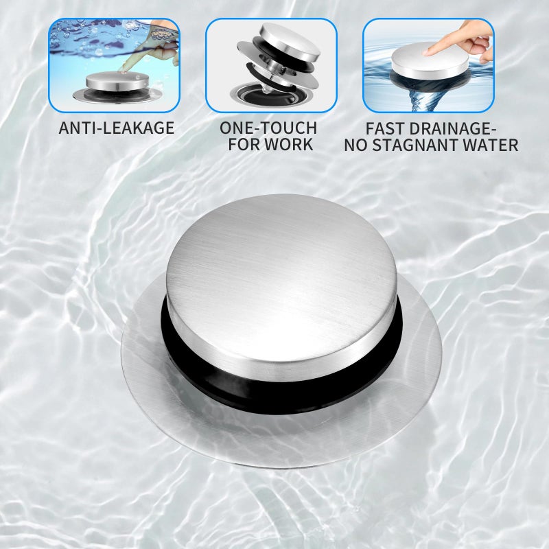 Uxoz Bathtub Drain Stopper, Tub Stopper/Bathtub Plug for Tip Toe/Trip Lever/Lift&Turn Tub Drains, Bath Tub Drain Stoppers Designed for 1.5"-1.72" Drain Hole w/3 O-Rings,Chrome Plated - Image 4