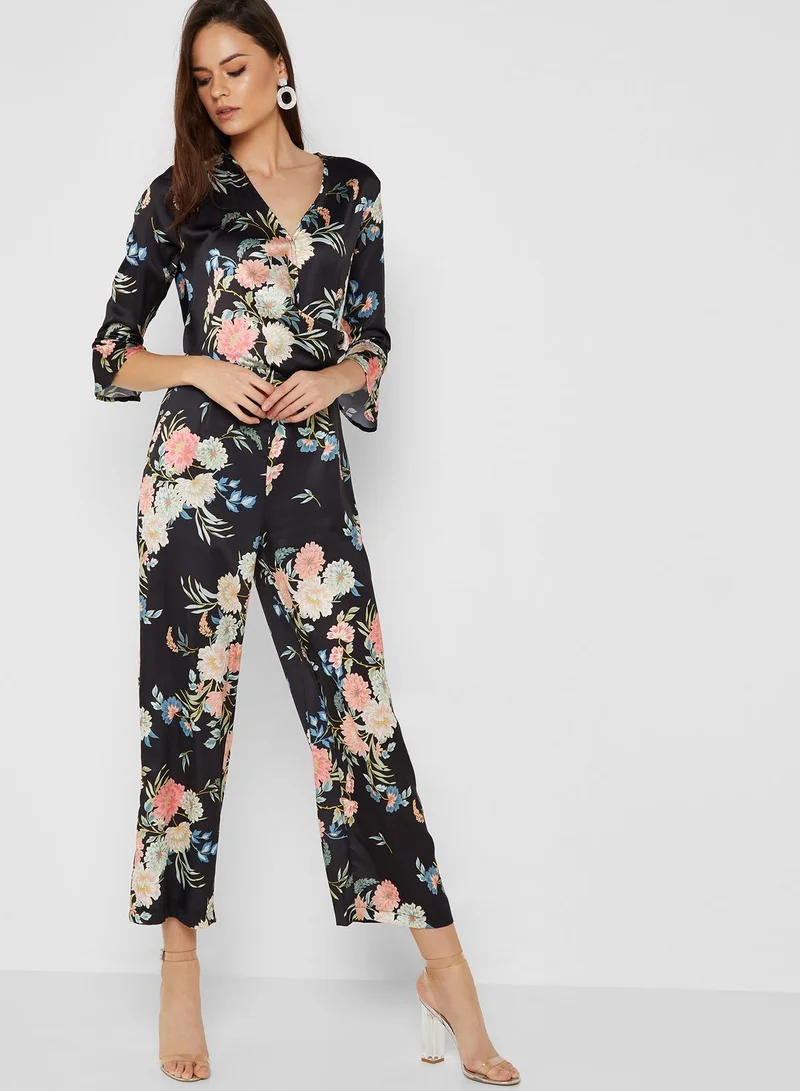 ELLA Floral Print Wrap Front Jumpsuit