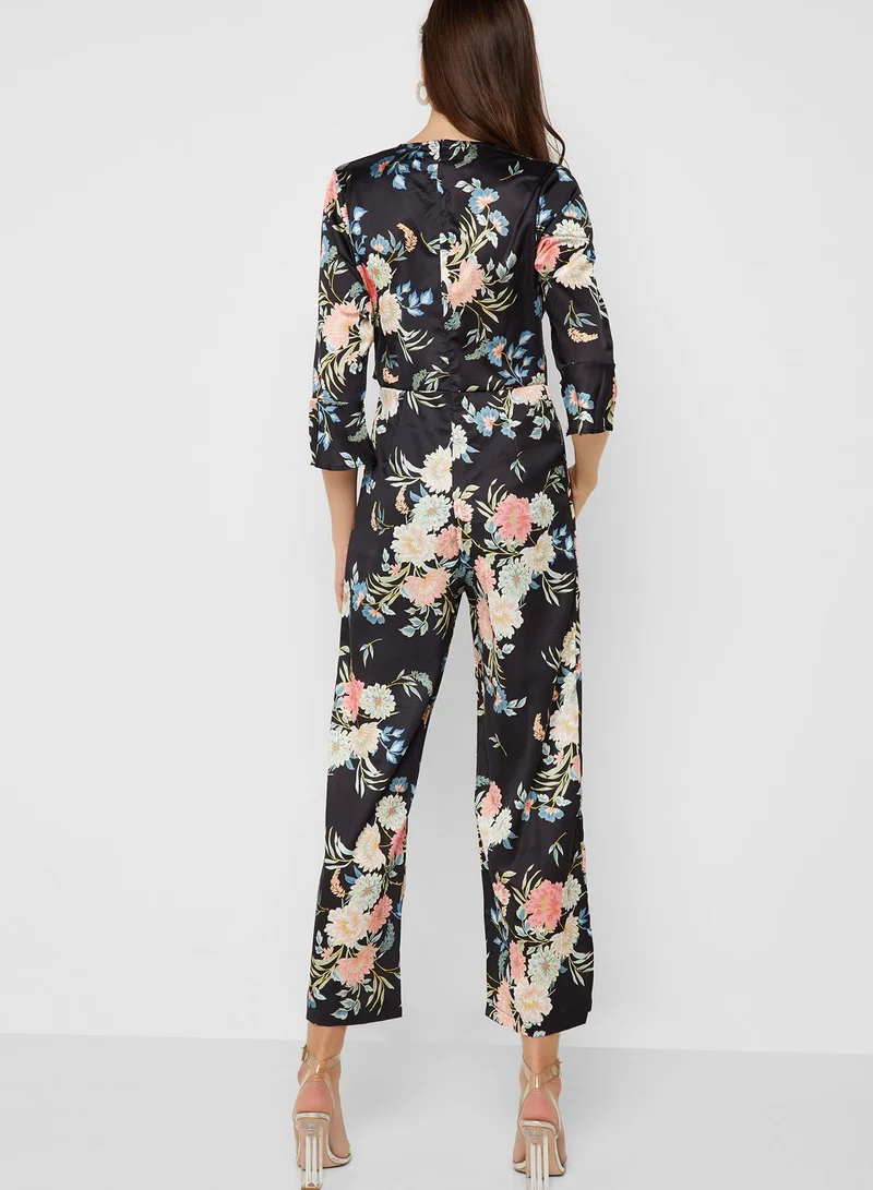 ELLA Floral Print Wrap Front Jumpsuit