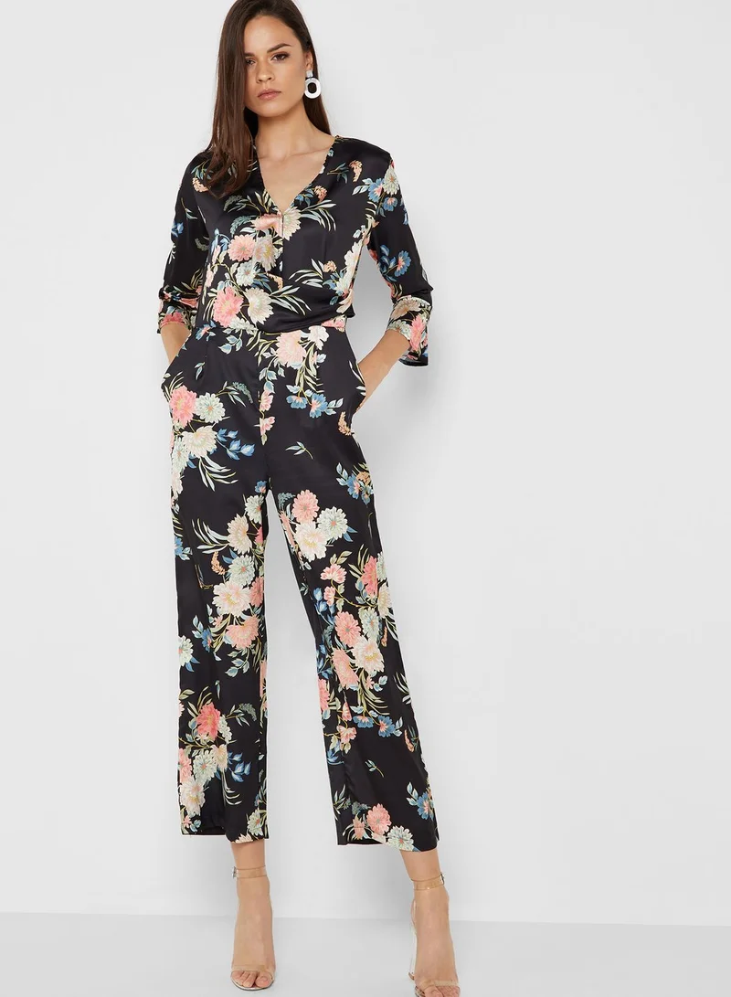 ELLA Floral Print Wrap Front Jumpsuit