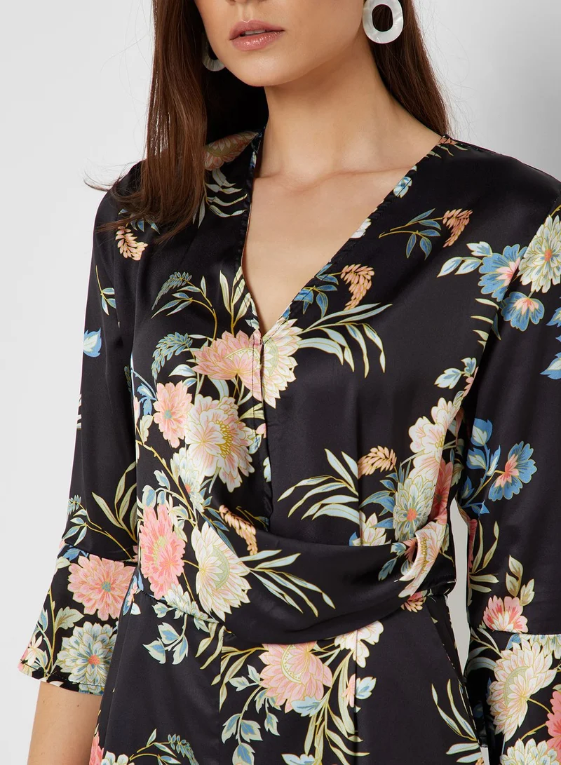 ELLA Floral Print Wrap Front Jumpsuit