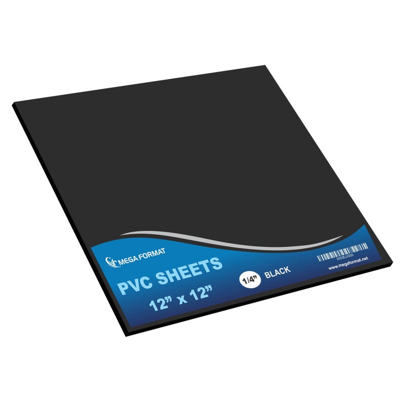 Mega Format Expanded PVC Sheet 12 X 12 Sintra Rigid Plastic Sheet PVC Board Black Plastic Board 14 6mm Thick 1 Pack Black
