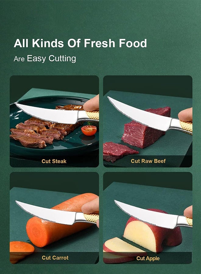 Lemon 4 PCS Hammered Silver Gold Silverware Set, Kitchen Utensil Set, Tableware Cutlery Set, Knives Forks Spoons Set - Image 4