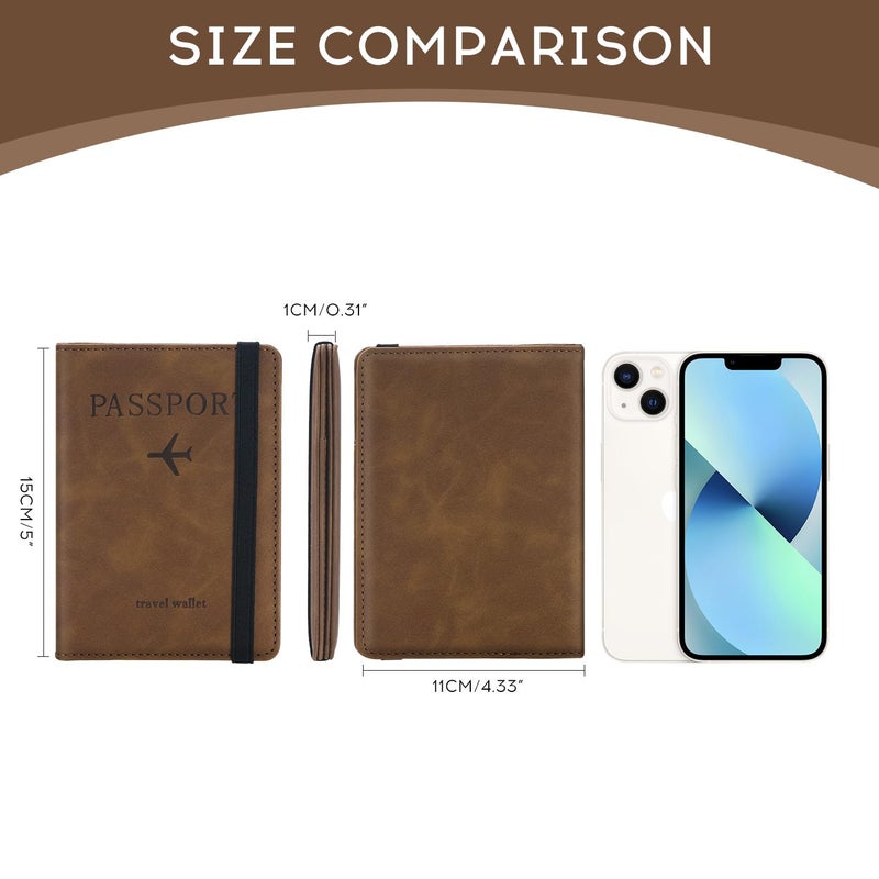 ILIYAH-Passport Cover-Passport Holder Travel Wallet-RFID Blocking Passport Case Travel Accessories Card Holder Wallet Unisex Travel Gifts (Brown) - Image 2
