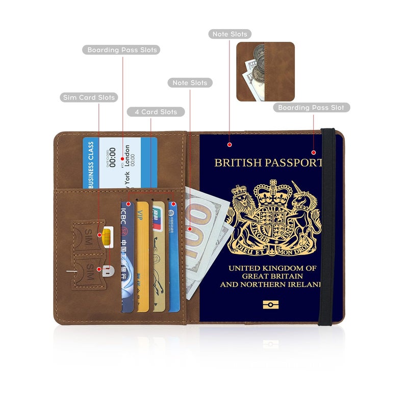 ILIYAH-Passport Cover-Passport Holder Travel Wallet-RFID Blocking Passport Case Travel Accessories Card Holder Wallet Unisex Travel Gifts (Brown) - Image 5