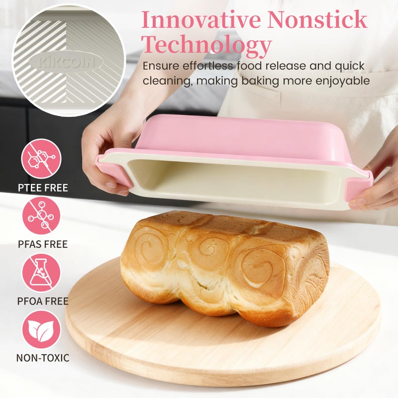Kikcoin 25 PCS Stackable Baking Pans Set, Non-stick Bakeware Sets with Silicone Handles, 450Â°F Oven Safe Cookie Sheets for Baking, Easy Release Heavy-duty Baking Sheets Non Stick, Pink - Image 4