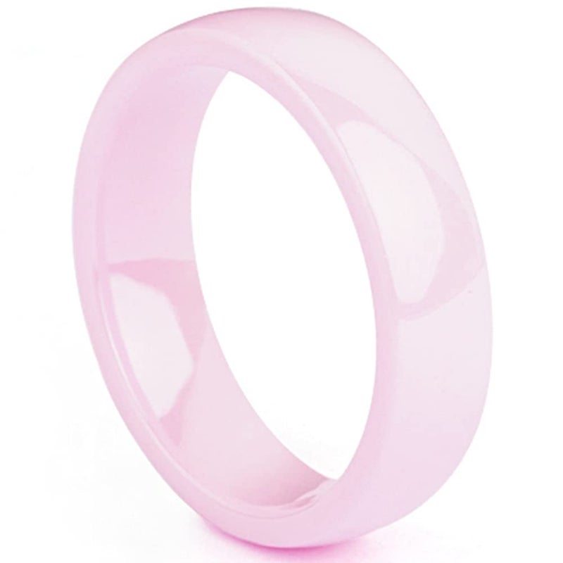 Jude Jewelers Stainless Steel Classic Simple Plain Dome Style Ceramic Wedding Band Ring (Pink, 6)
