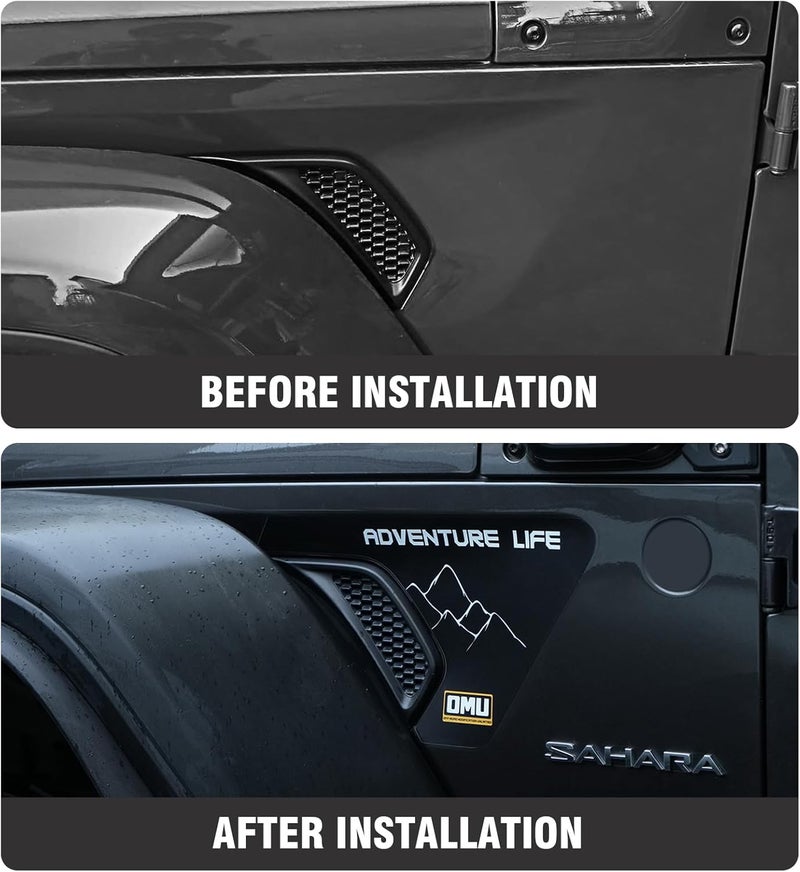 OMU Fender car Stickers for 2018-2024 Jeep Wrangler JL, Vent Stickers Mountain Pattern Decals, Durable Exterior Accessories for Off - Road Style Enhancement - Image 4