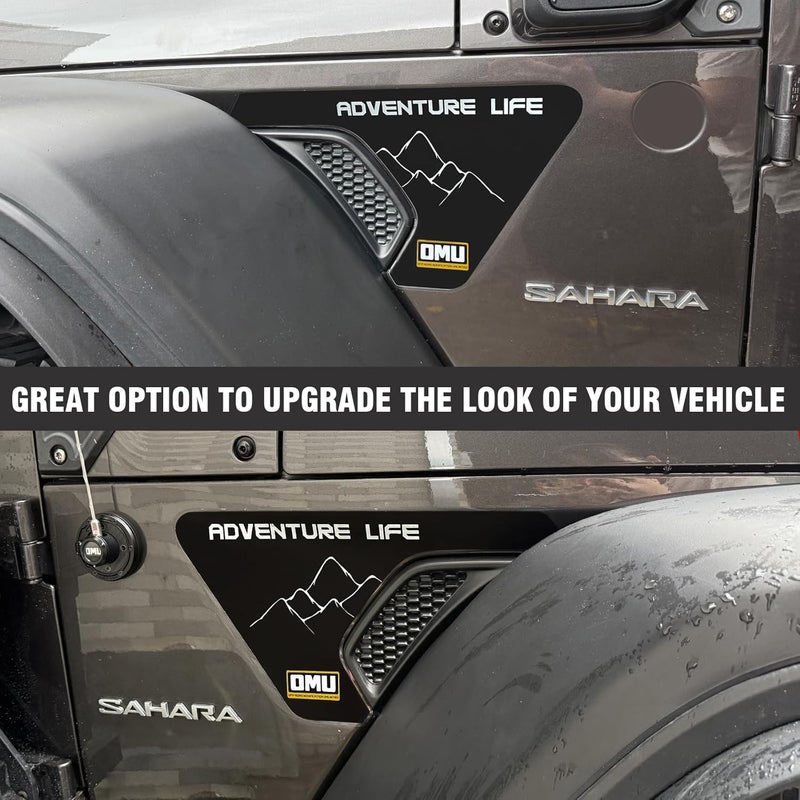 OMU Fender car Stickers for 2018-2024 Jeep Wrangler JL, Vent Stickers Mountain Pattern Decals, Durable Exterior Accessories for Off - Road Style Enhancement - Image 5