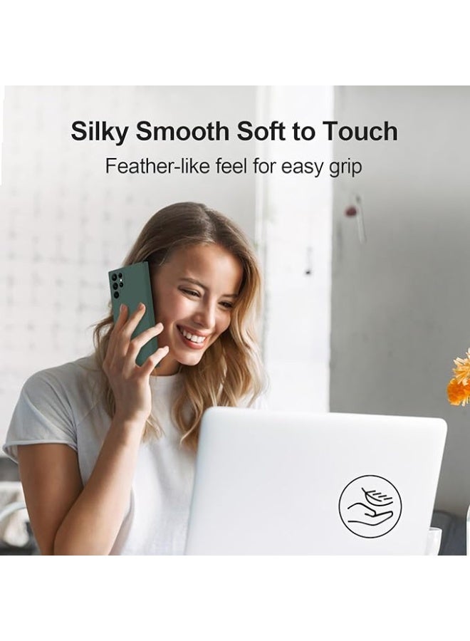 Case for Samsung Galaxy S22 Soft Silicone Gel Rubber Cover Shockproof Matte Finish Back Cover Inner Fabric Lining with Camera Protection Case for Samsung Galaxy S22 Ultra Green - Image 5