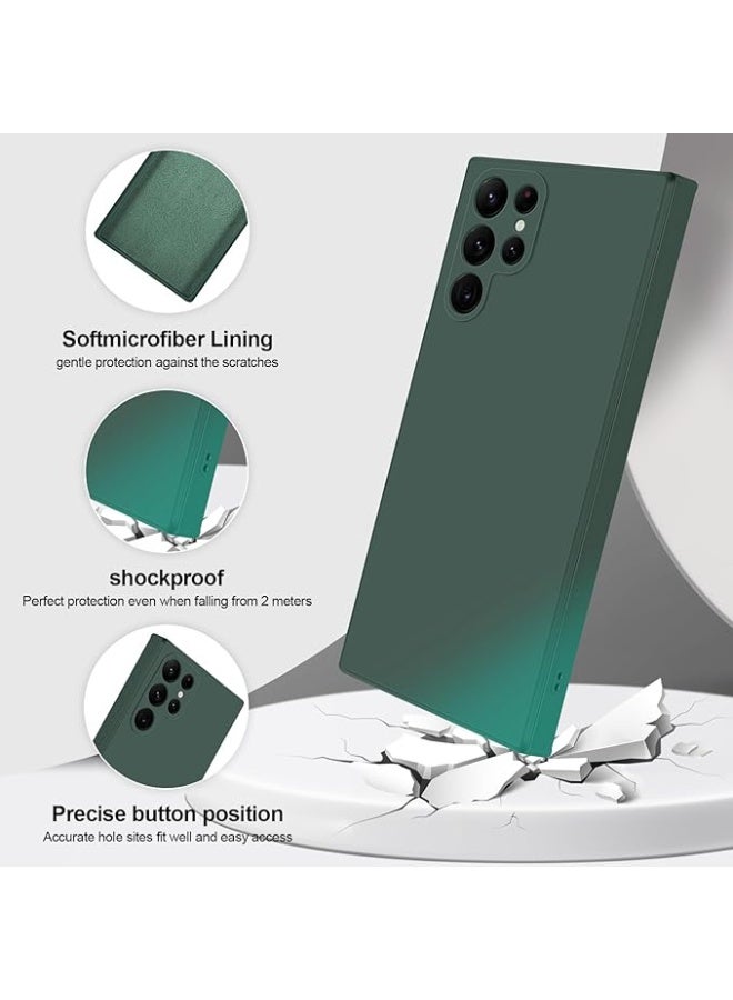 Case for Samsung Galaxy S22 Soft Silicone Gel Rubber Cover Shockproof Matte Finish Back Cover Inner Fabric Lining with Camera Protection Case for Samsung Galaxy S22 Ultra Green - Image 2