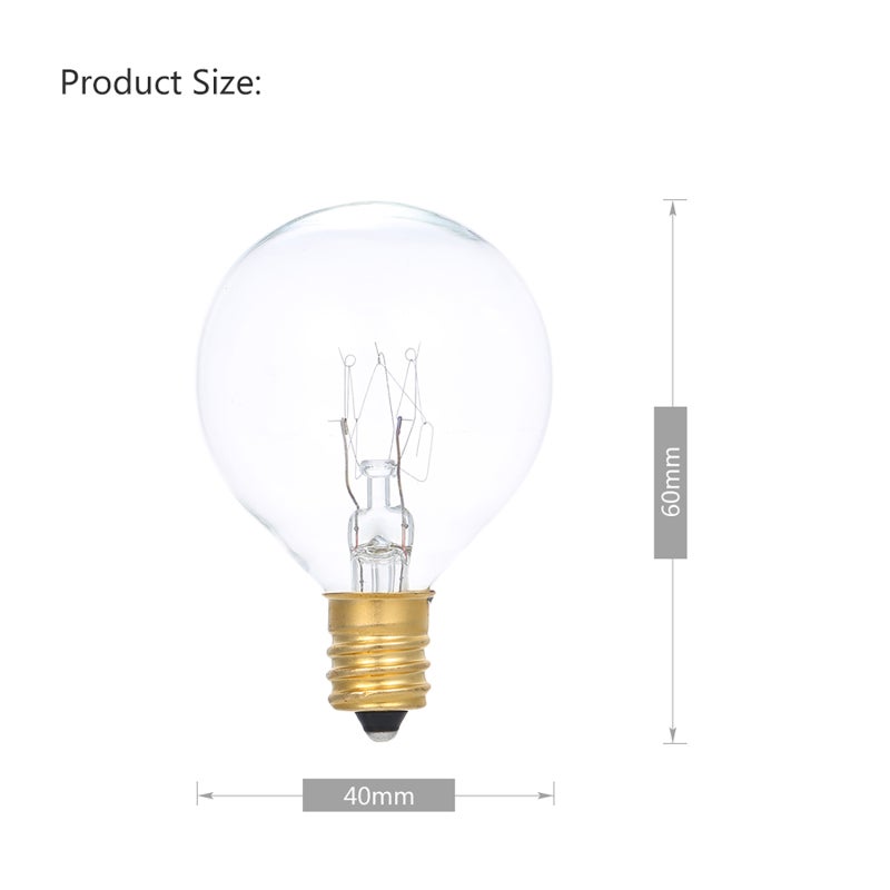 AC230V G40 Globe Tungsten Incandescent Bulb Lamp 25 Pack E12 Base Socket Holder IP44 Water Resistance Warm White for String Light Home Party Decoration Wedding Function Portable - Image 5