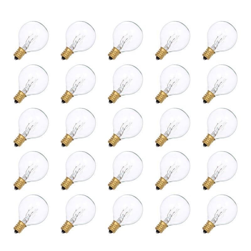 AC230V G40 Globe Tungsten Incandescent Bulb Lamp 25 Pack E12 Base Socket Holder IP44 Water Resistance Warm White for String Light Home Party Decoration Wedding Function Portable - Image 1
