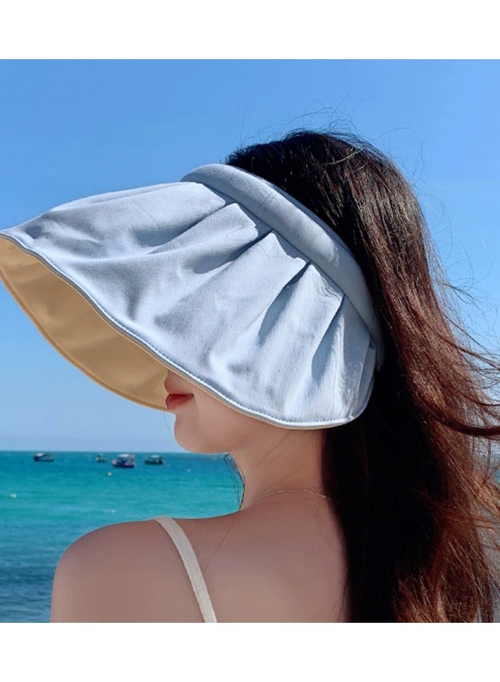 Goolsky Korean Style Women Summer UV Protection Visor Hat Dual Color Wide Brim Shell Shape Sun Hat  - Image 2