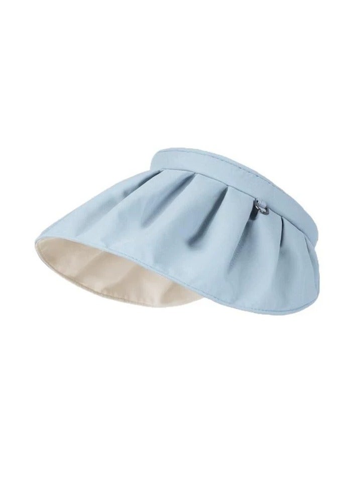 Goolsky Korean Style Women Summer UV Protection Visor Hat Dual Color Wide Brim Shell Shape Sun Hat  - Image 3