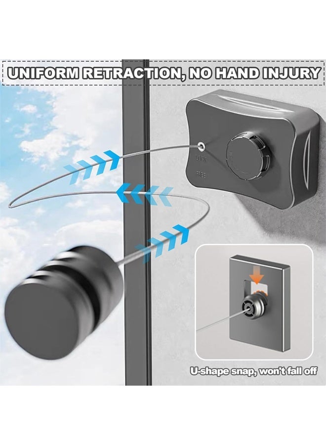 DUNISO Retractable Clothesline, 5.1m Steel Core Clothesline, Wall-Mounted Stainless Steel, Can Hang Wet And Dry Clothes, Travel And Camping, No Need To Punch Holes, Suitable For Living Room, Balcony, Bedroom, Outdoor, Gray - Image 2