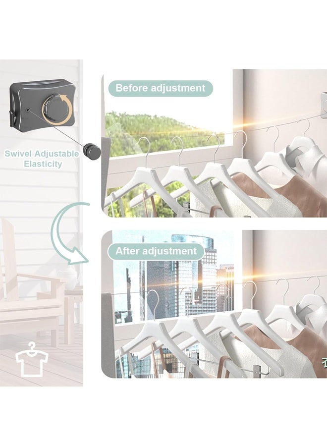 DUNISO Retractable Clothesline, 5.1m Steel Core Clothesline, Wall-Mounted Stainless Steel, Can Hang Wet And Dry Clothes, Travel And Camping, No Need To Punch Holes, Suitable For Living Room, Balcony, Bedroom, Outdoor, Gray - Image 5