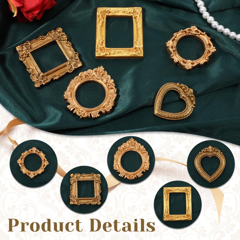 Ajcotahm 10 PCS Mini Gold Frames Vintage Mini Picture Frames, Tiny Antique Frames for DIY Jewelry Display Holiday Party Christmas Photography Wall Decor - Image 3