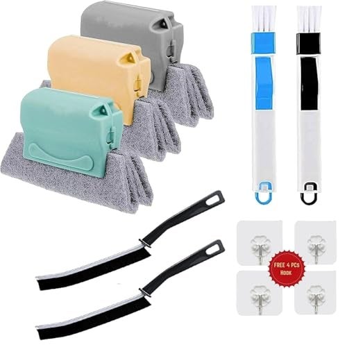Kwinto 7Pcs Sliding Window Groove Cleaning Brush | Crevice Cleaner Tools | Quickly Clean All Window Slides and Gaps | Bathroom Gap Cleaning Brush,Dead Corner Multifuctional Brushes - Image 1