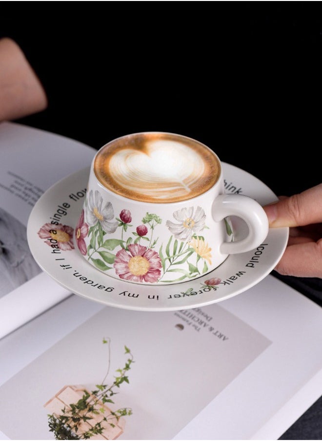 DUNISO Ceramic Tea Cups and Saucers Set, Porcelain Tea Set for Tea Party, Kitchen and Living Room Saucers Set,Ceramic Coffee Cup for Office and Home, Vintage Premium Mug for Coffee Drinks and Tea  - Image 1