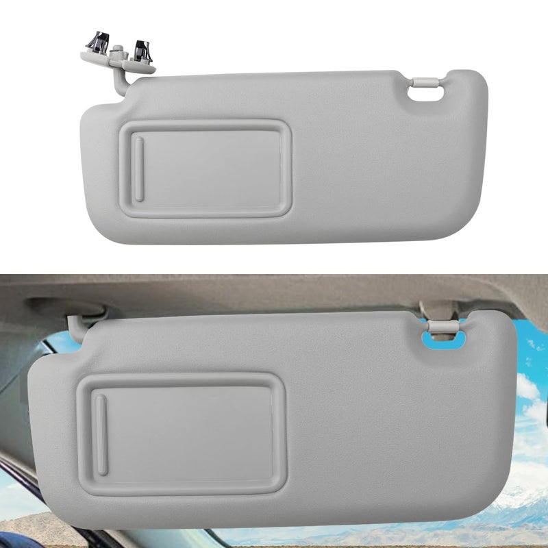 INTGET Driver Side Sun Visor for Toyota Corolla 2007 2008 2009 2010 2011 2012 2013 Accessories Leather Car Sun Protection Visors Replacement with Mirror Upgraded GreyDriver Side