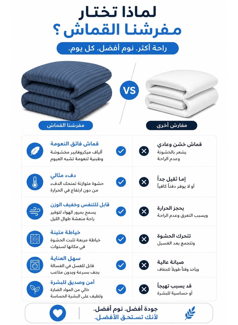 Premium Stripe Comforter Bedding Set in Denim Blue with Fitted Bedsheet & Pillow Covers, Soft Luxury Bed Set for Single, Full, Queen & King Size - Image 4