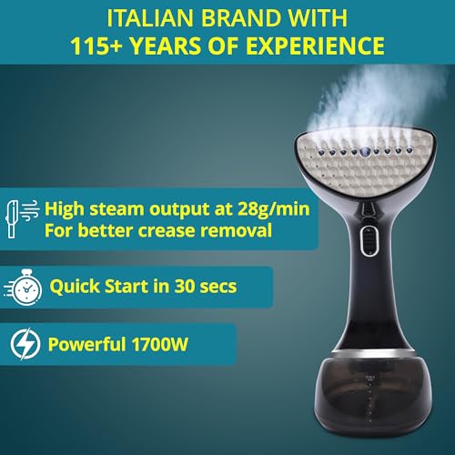 Balzano Garment Steamer 1700W for Clothes | Portable Handheld Steamer Iron | 360ml Tank, 30s Heat-Up, 28g Continuous Steam | Horizontal/Vertical Use | Easy Refill, Fabric Brush (Black) - Image 2