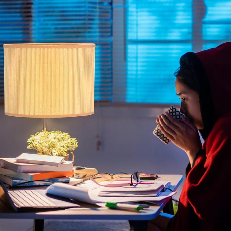 غطاء بديل للستارة البيضاوية للمصابيح، مناسب لمصابيح المكاتب والطاولات، بتصميم منسوج ريفي، سهل التركيب، مقاوم للغبار، مناسب للاستخدام في غرف النوم والدراسة والفنادق. - Image 3