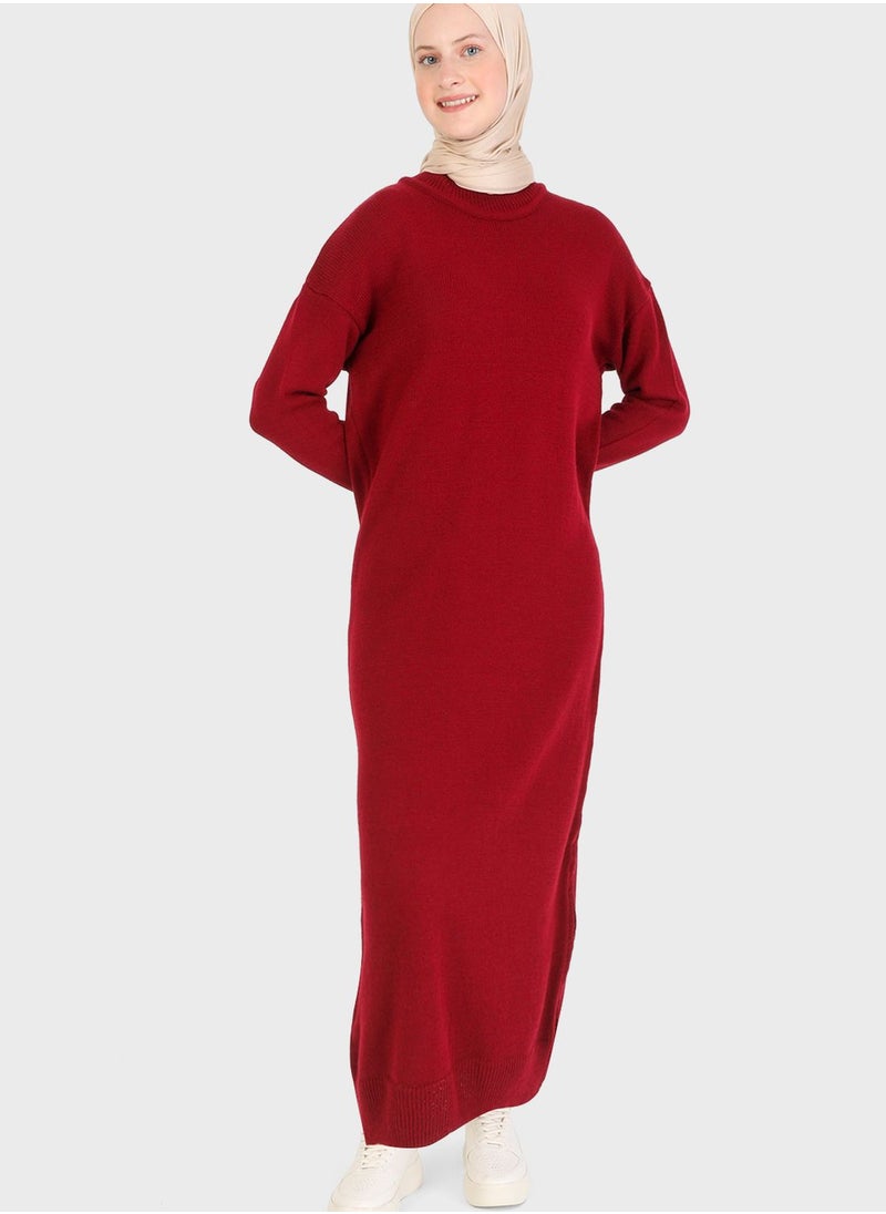 Refka by modanisa - Round Neck Knitted Dress - Image 1