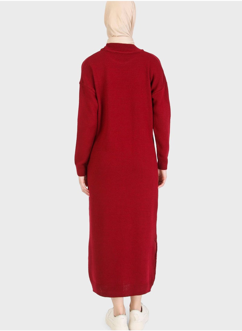 Refka by modanisa - Round Neck Knitted Dress - Image 1