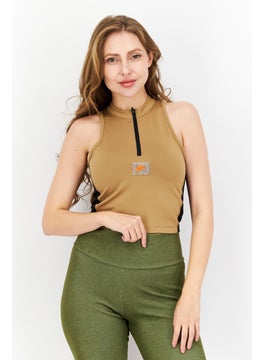 Nike Women Sportswear Fit Brand Logo Training Cropped Tank Top, Tan Combo  - Image 1