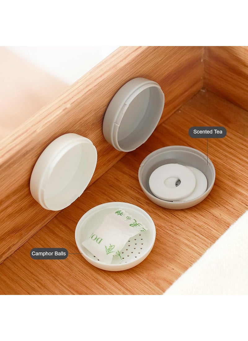 OLWICK OLWICK Camphor Ball Storage Box for Clothes Closet Lightweight Small Mothball Storage Box Filtering Odor Deodorizing Box Aromatherapy Box Pack of 4 White  - Image 2