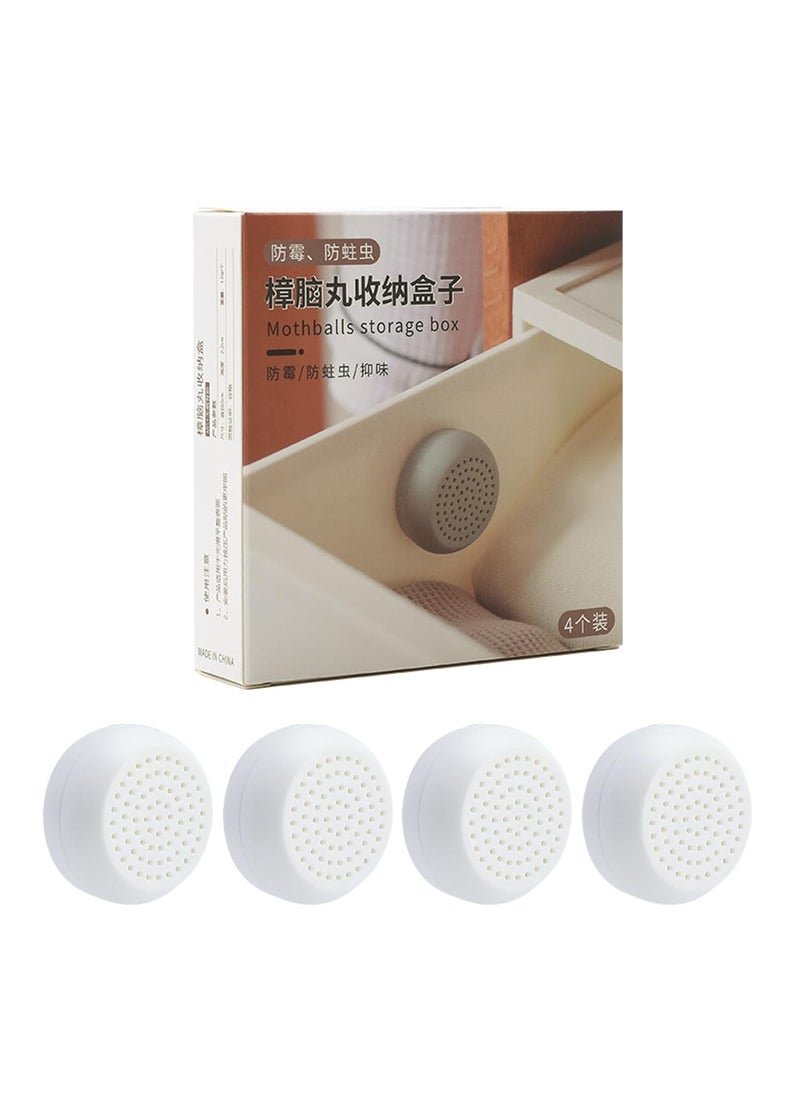 OLWICK OLWICK Camphor Ball Storage Box for Clothes Closet Lightweight Small Mothball Storage Box Filtering Odor Deodorizing Box Aromatherapy Box Pack of 4 White  - Image 1