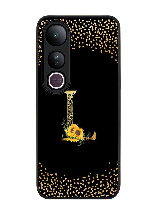 Stylizedd For vivo V50 Lite Case,Slim fit Camera Protection, Shockproof Thin Phone cover  - Custom Floral Monogram - L ( Black )