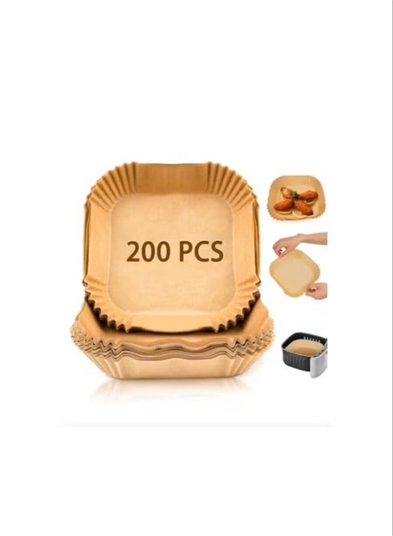 ورق اير فراير - اطباق ورق اير فراير قلي هوائي، 200 قطعة، ورق صحي غير لاصق للمقالي الكهربائية , شكل مربع , 20 سم , ورق زبد للخبز والتحميص والقلي في فرن الميكروويف - Image 1