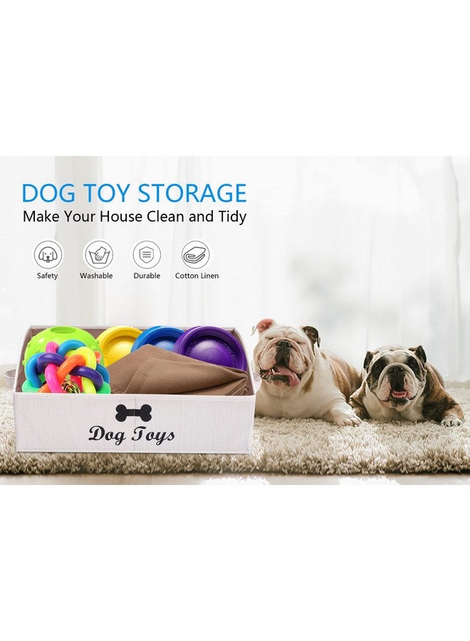 Morezi Linen-Cotton Blend Dog Toy Basket and Dog Toy Box, Dog Toy Basket Storage - Perfect for organizing pet Toys, Blankets, leashes, chew Toys - Beige - Dog - Image 2
