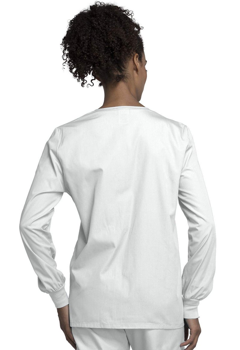 Cherokee Women's Snap Front Warm Up Jacket, White, X-Large - Image 4